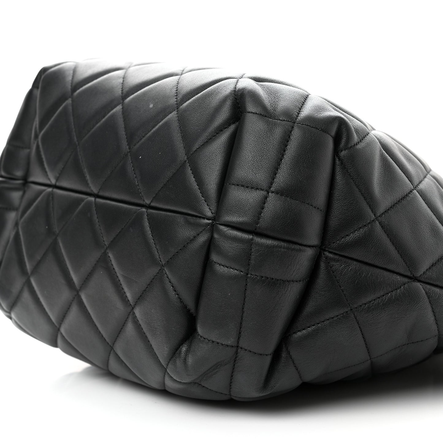 Lambskin Quilted CC Dweller Drawstring Tote Black