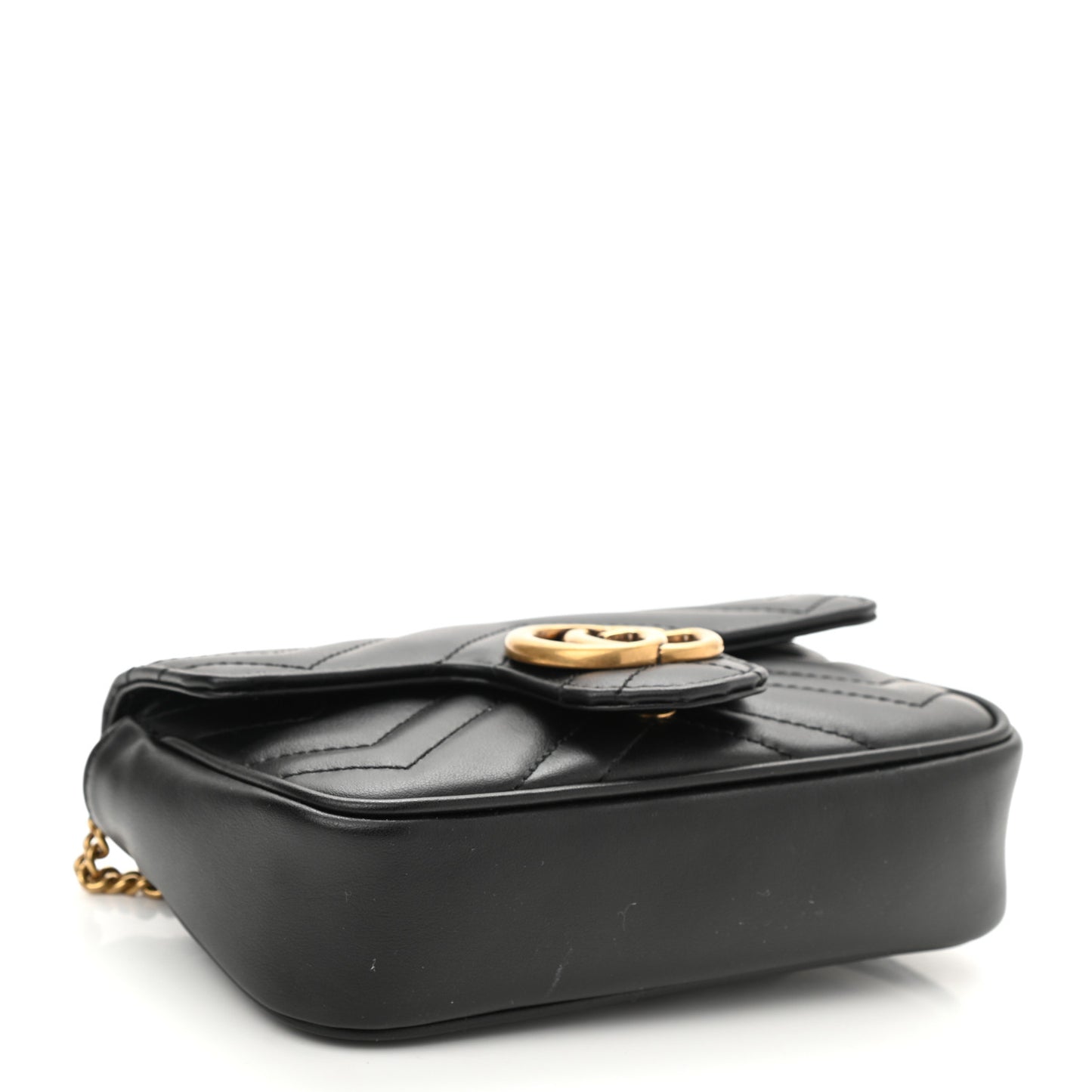 Calfskin Matelasse Super Mini GG Marmont Shoulder Bag Black
