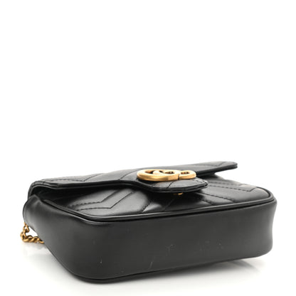 Gucci Calfskin Matelasse Super Mini GG Marmont Shoulder Bag Black 4 of 8