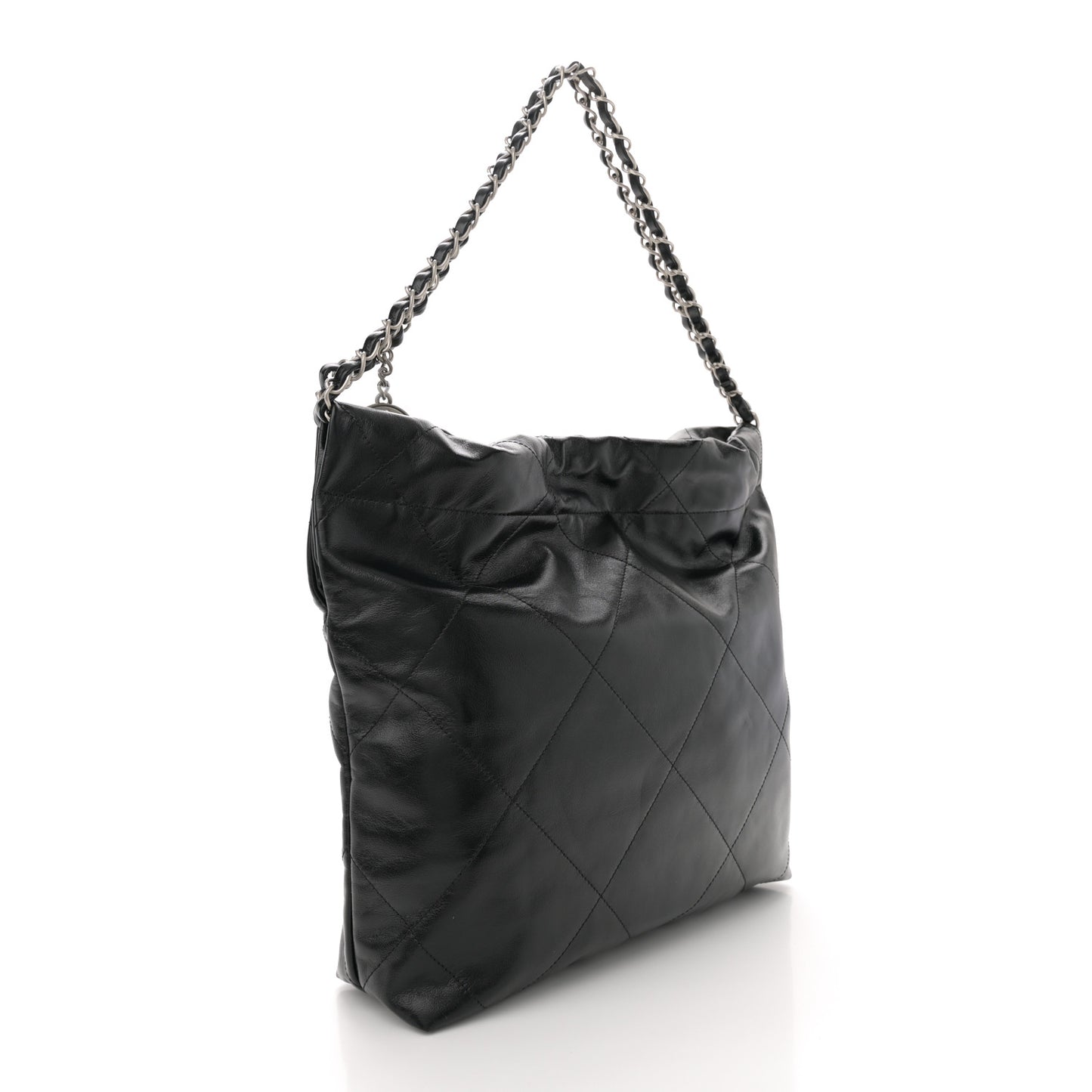 Shiny Calfskin Quilted Small Chanel 22 Black