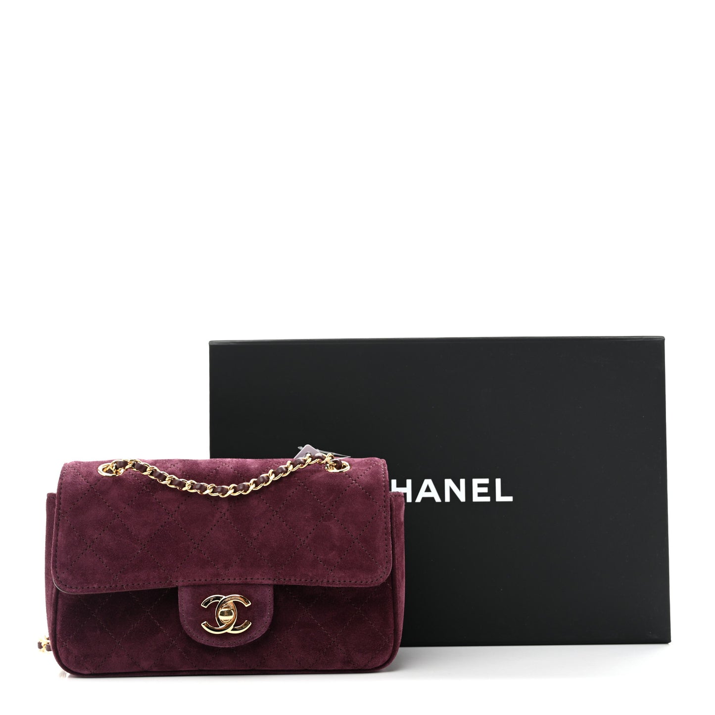 Suede Calfskin Mini Souplissimo Flap Burgundy