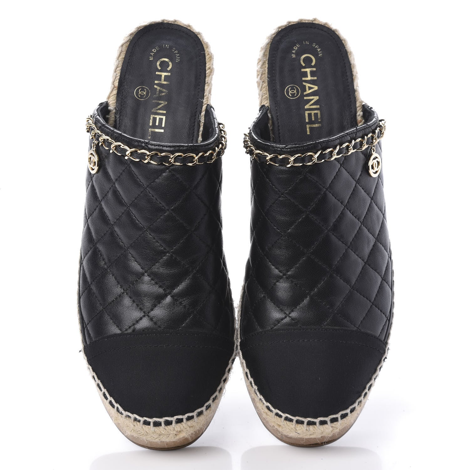 Chanel Calfskin Quilted Cork Cap Toe CC Clogs 41 Black 5 of 10