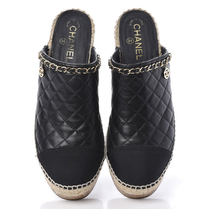 Chanel Calfskin Quilted Cork Cap Toe CC Clogs 41 Black 5 of 10