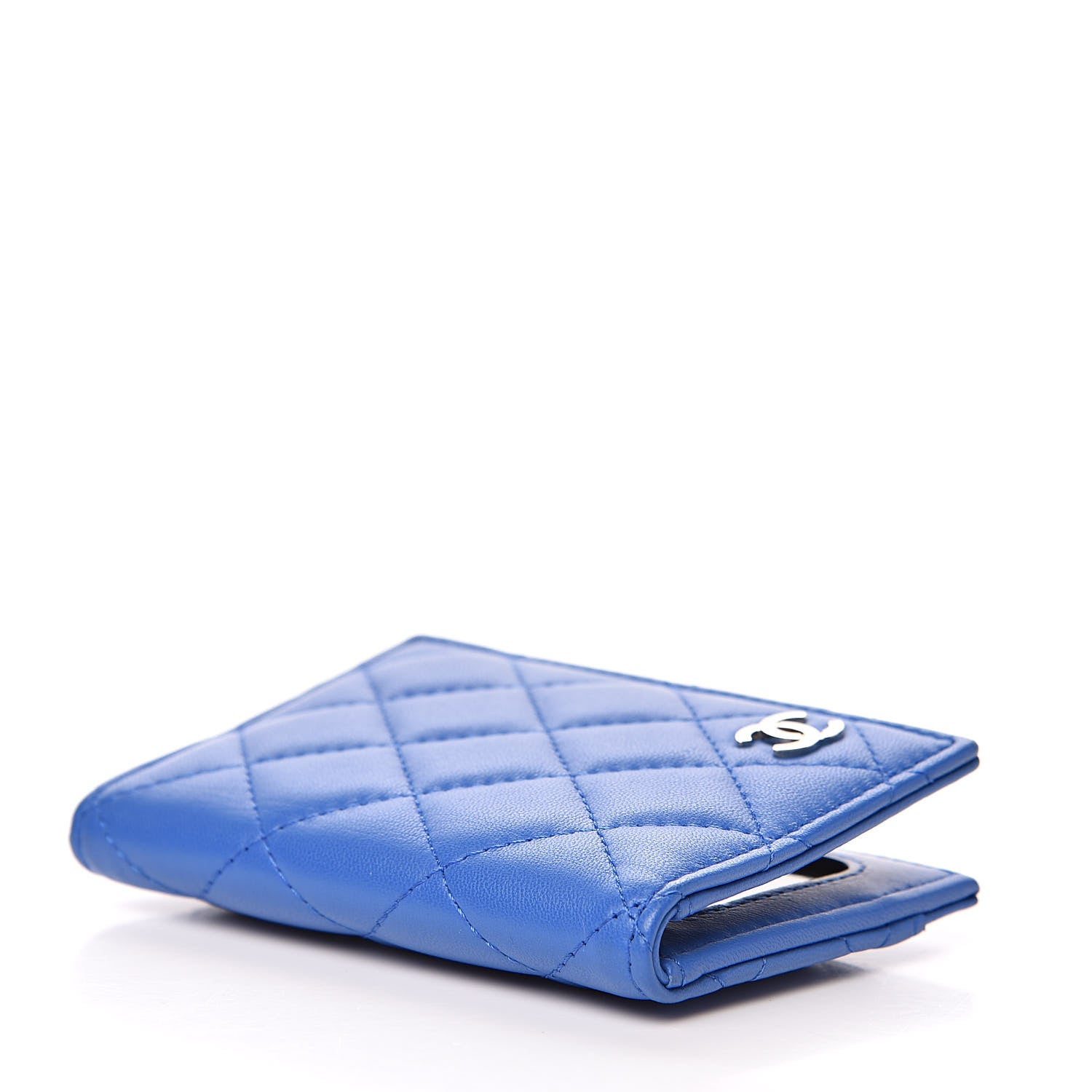 Chanel Lambskin Quilted Card Holder Wallet Blue 4 of 9