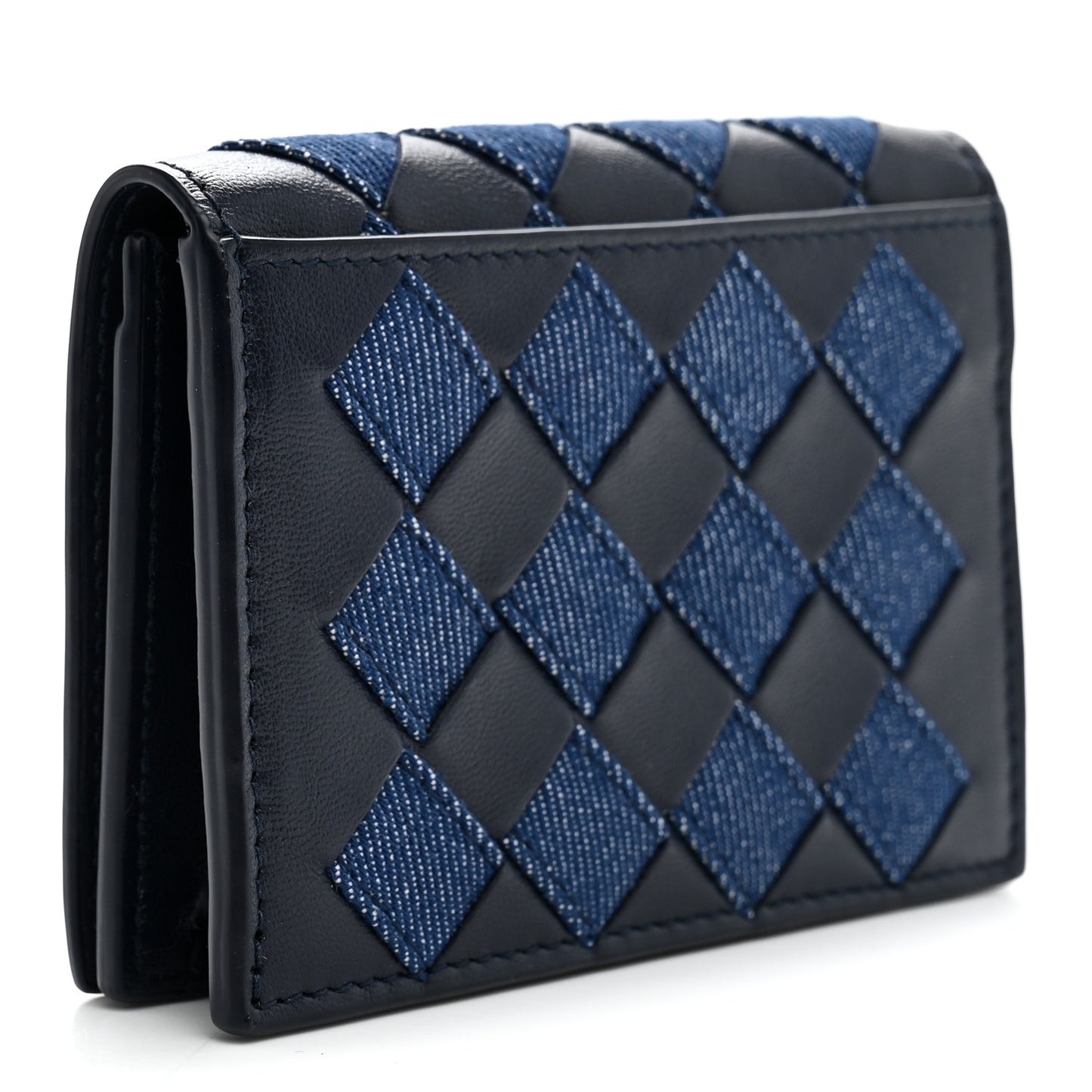 Nappa Denim Intrecciato Business Card Case Abyss Indigo
