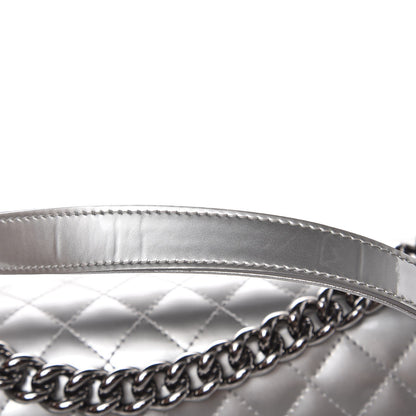 Chanel Metallic Patent Quilted New Medium Boy Flap Silver 12 of 12