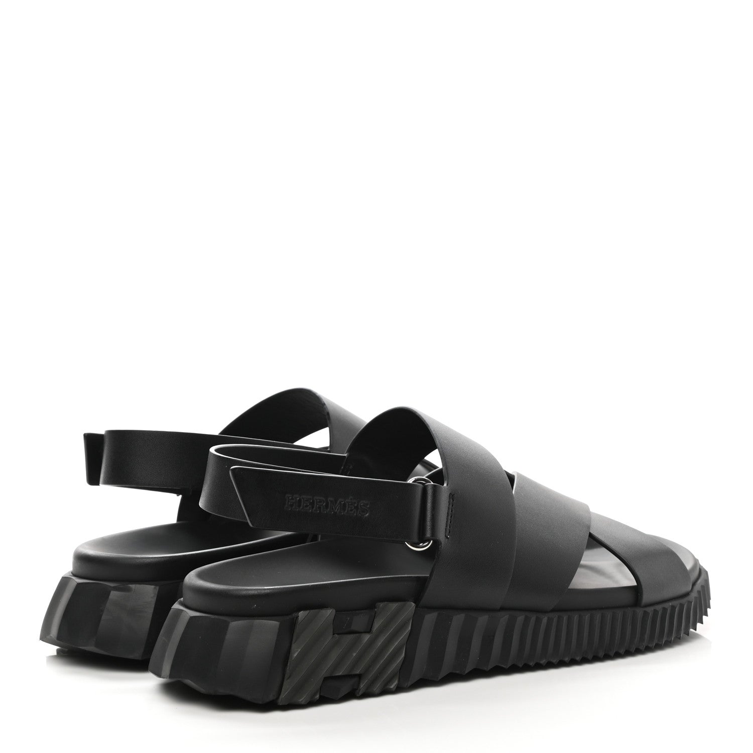 Hermes Calfskin Goatskin Mens Electric Sandals 41 Black 4 of 9