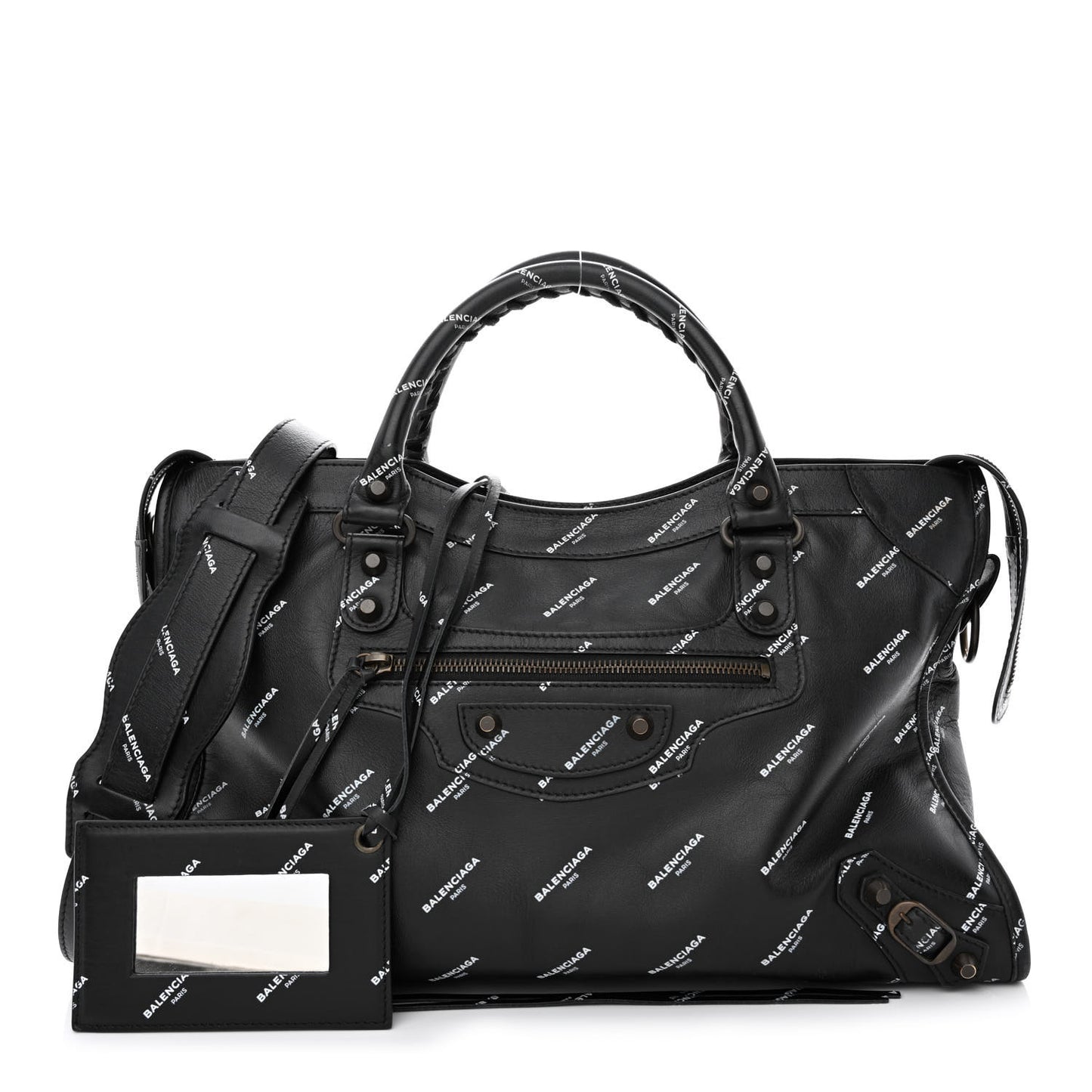 Veau Allover Logo Classic Hardware City Black White