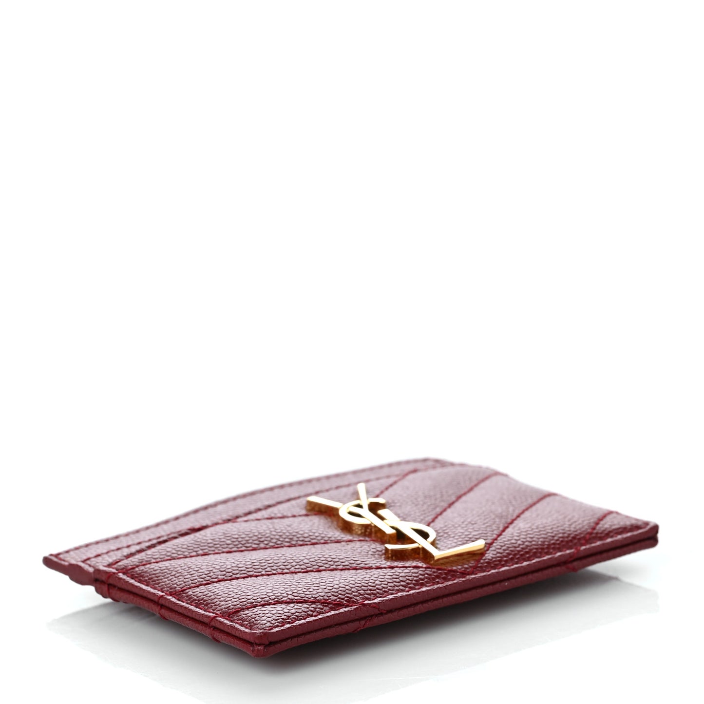 Grain De Poudre Matelasse Chevron Monogram Credit Card Case Opyum Red