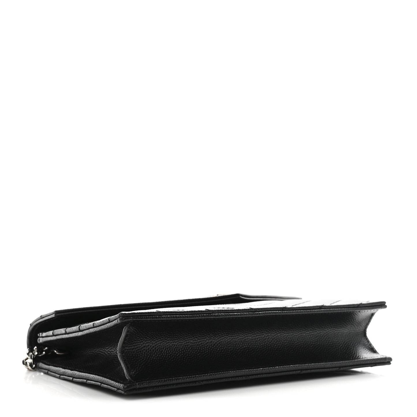 Grain De Poudre Matelasse Chevron Monogram Envelope Chain Wallet Black