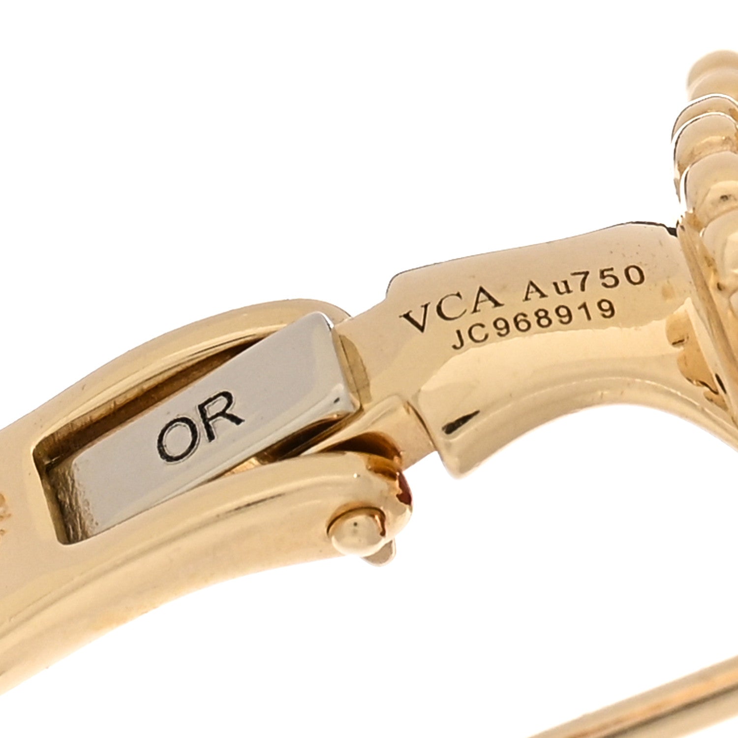 Van Cleef & Arpels 18K Yellow Gold Carnelian Vintage Alhambra Earrings 4 of 5