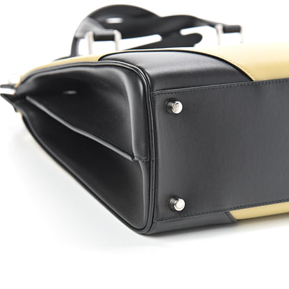 Gucci Smooth Calfskin Diagonal Striped Medium Zumi Top Handle Bag Black Beige 10 of 13