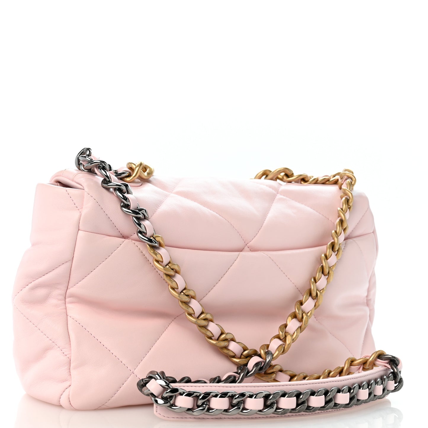 Lambskin Quilted Large Chanel 19 Flap Light Pink