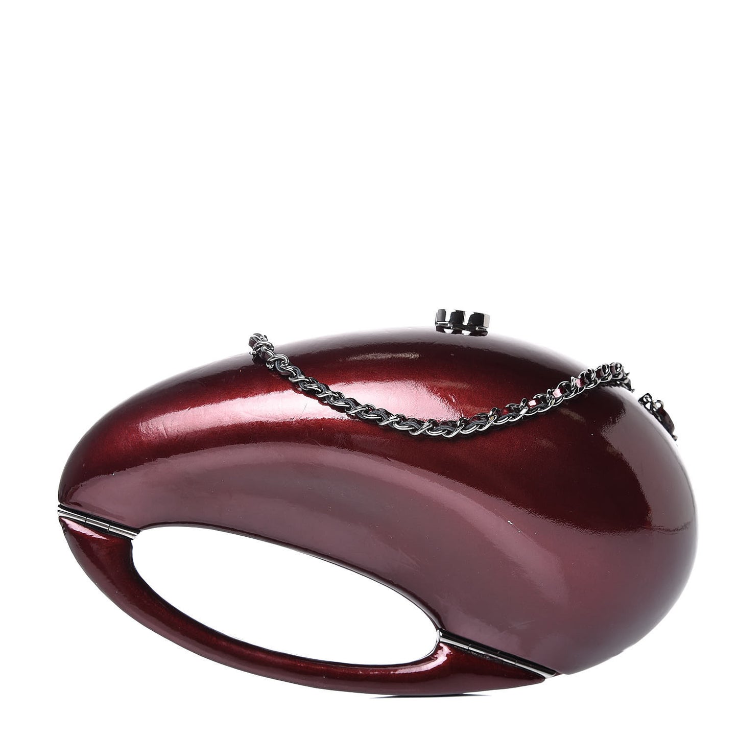 Patent Minaudiere Clutch Dark Bordeaux