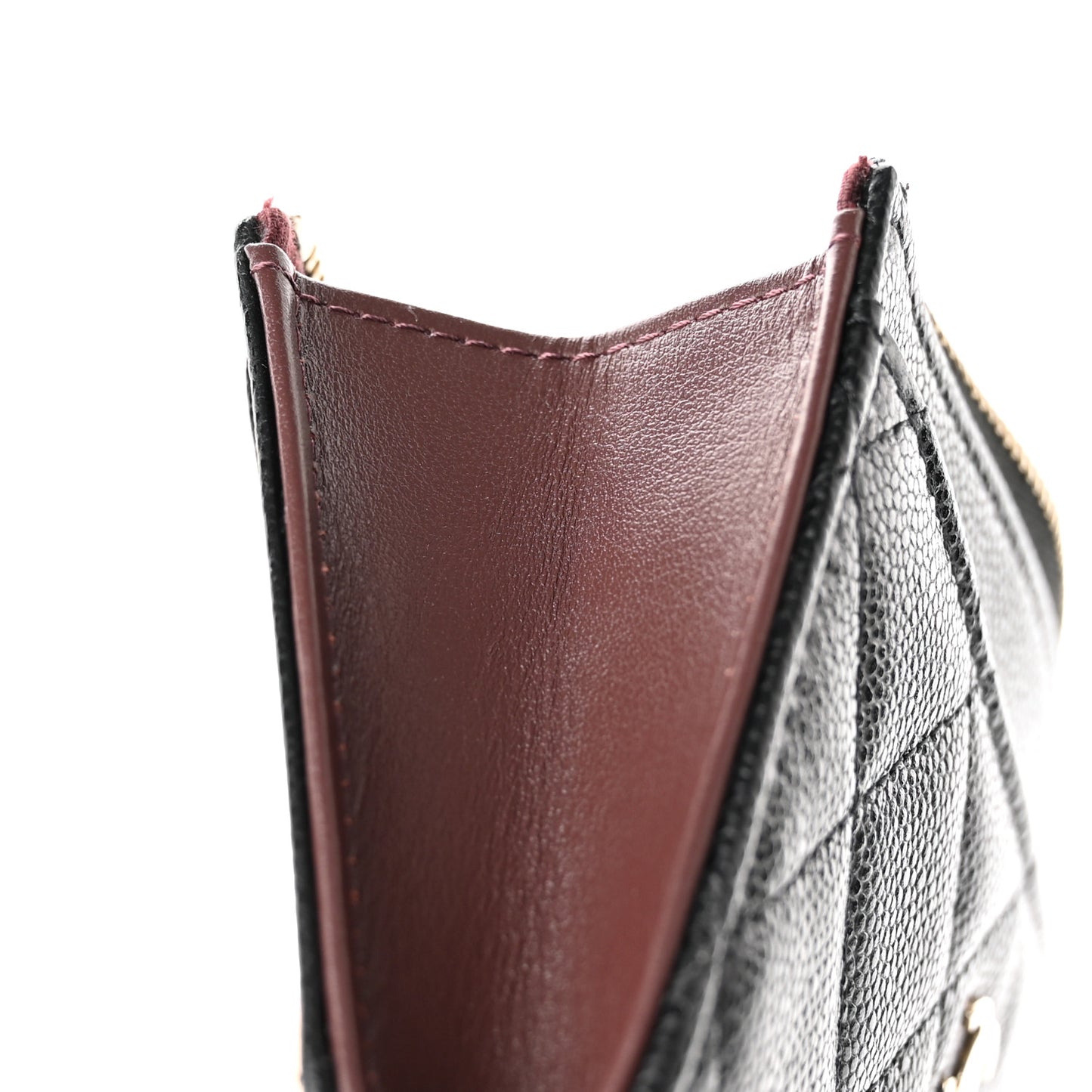 Caviar Quilted Zip Card Holder Black