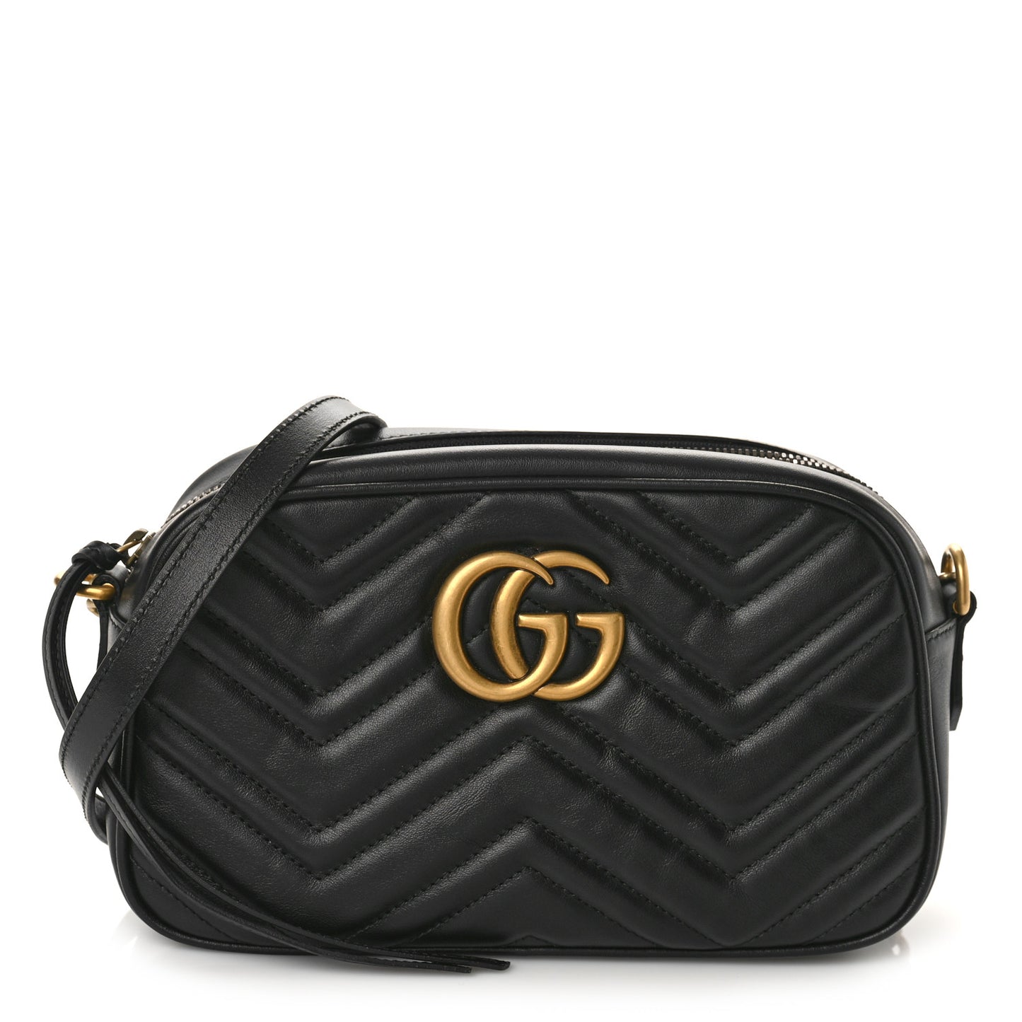 Calfskin Matelasse Small GG Marmont Chain Shoulder Bag Black