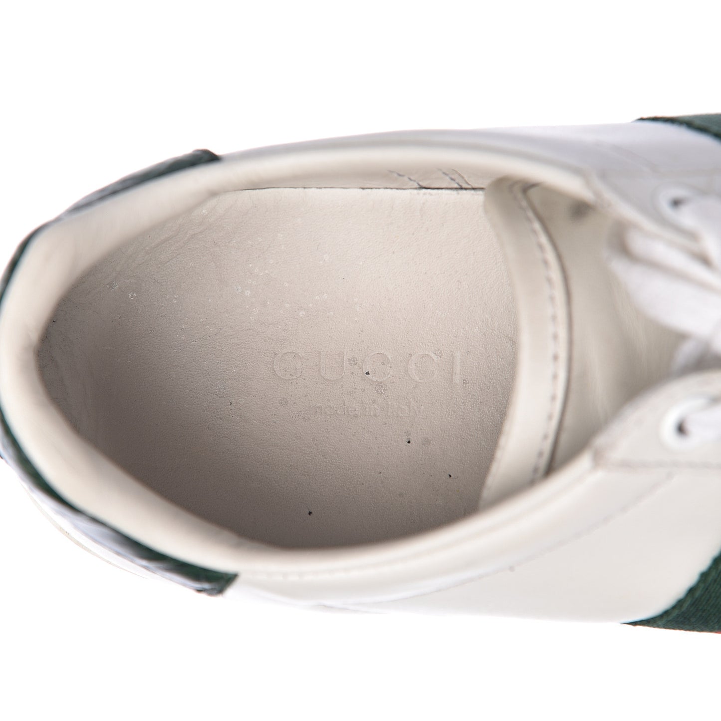Calfskin Crocodile Web Womens Ace Sneakers 35 White Green