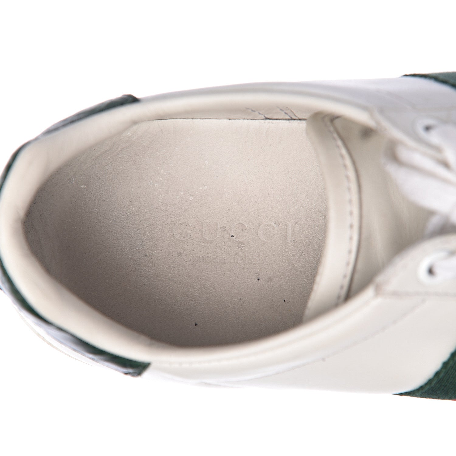 Gucci Calfskin Crocodile Web Womens Ace Sneakers 35 White Green 6 of 16