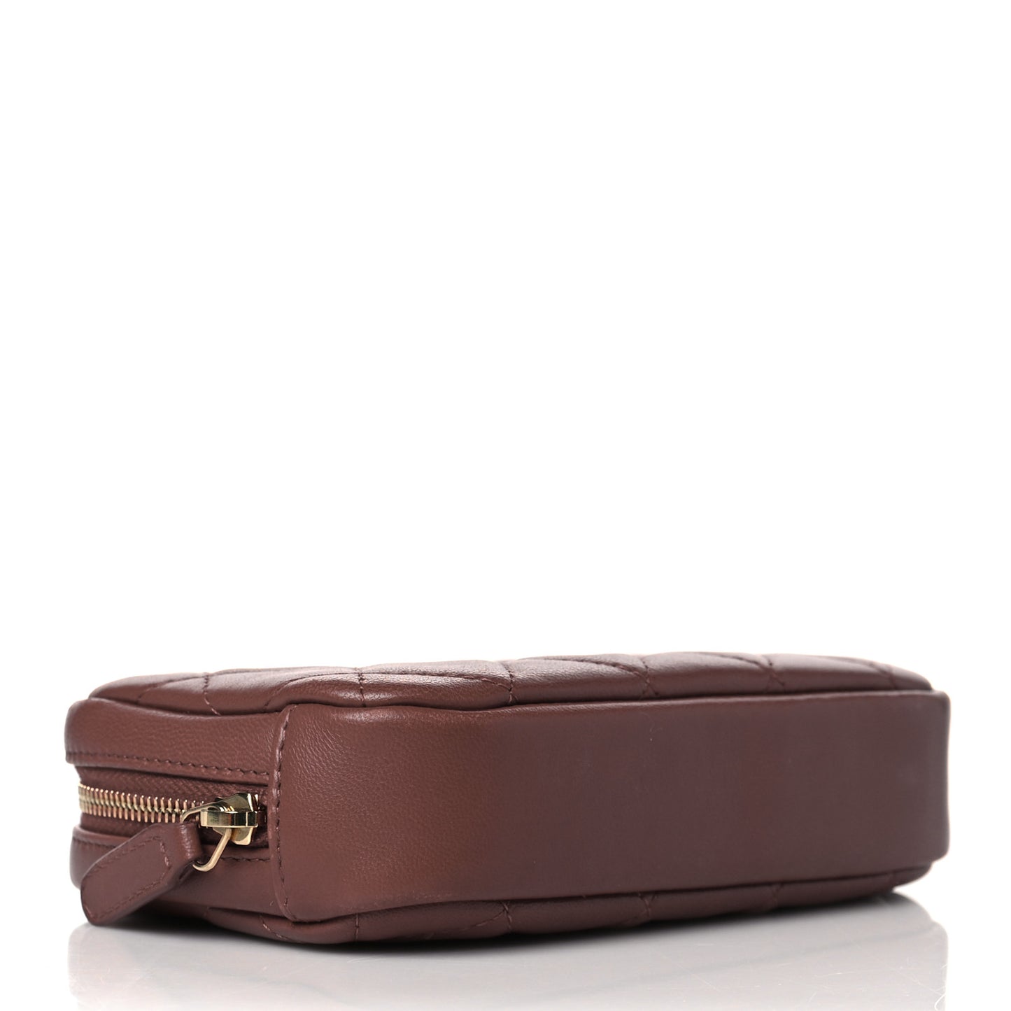 Lambskin Quilted Small Curvy Pouch Cosmetic Case Red