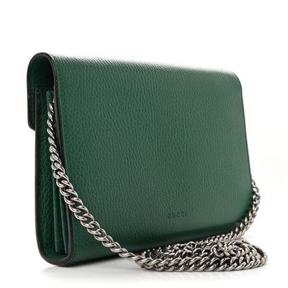 Gucci Calfskin Mini Dionysus Chain Wallet Emerald 3 of 12