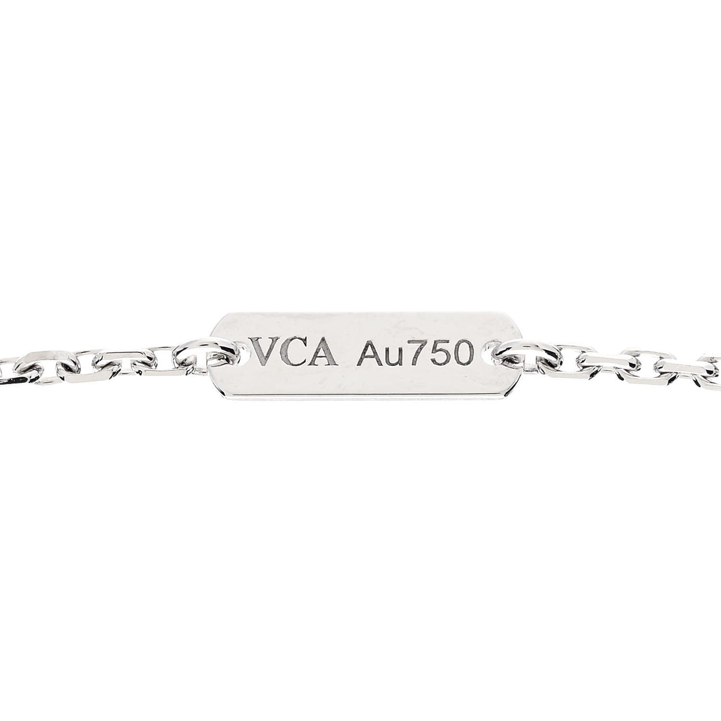 18K White Gold Mother of Pearl Vintage Alhambra Pendant Necklace