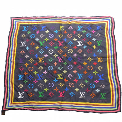 Louis Vuitton Silk Monogram Multicolor Square Scarf Black 2 of 6