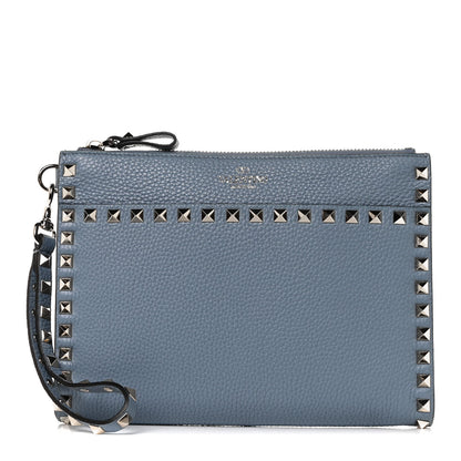 Valentino Garavani Calfskin Rockstud Wristlet Clutch Blue 1 of 8