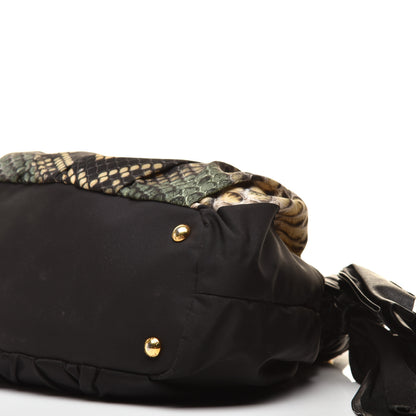 Prada Nylon Python Print Large Bow Bag Verde 8 of 8
