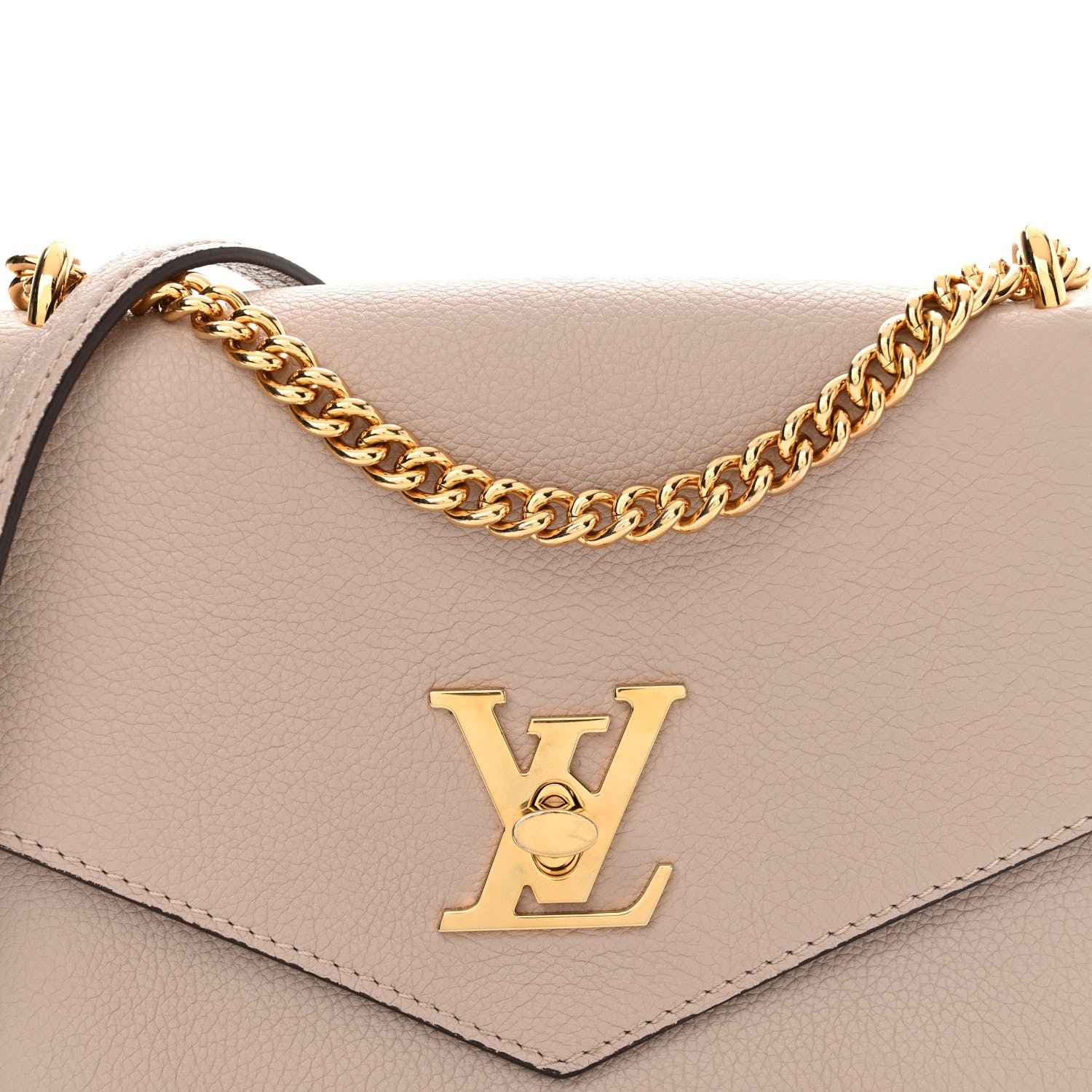 Louis Vuitton Soft Calfskin Mylockme Chain Bag BB Greige 7 of 11