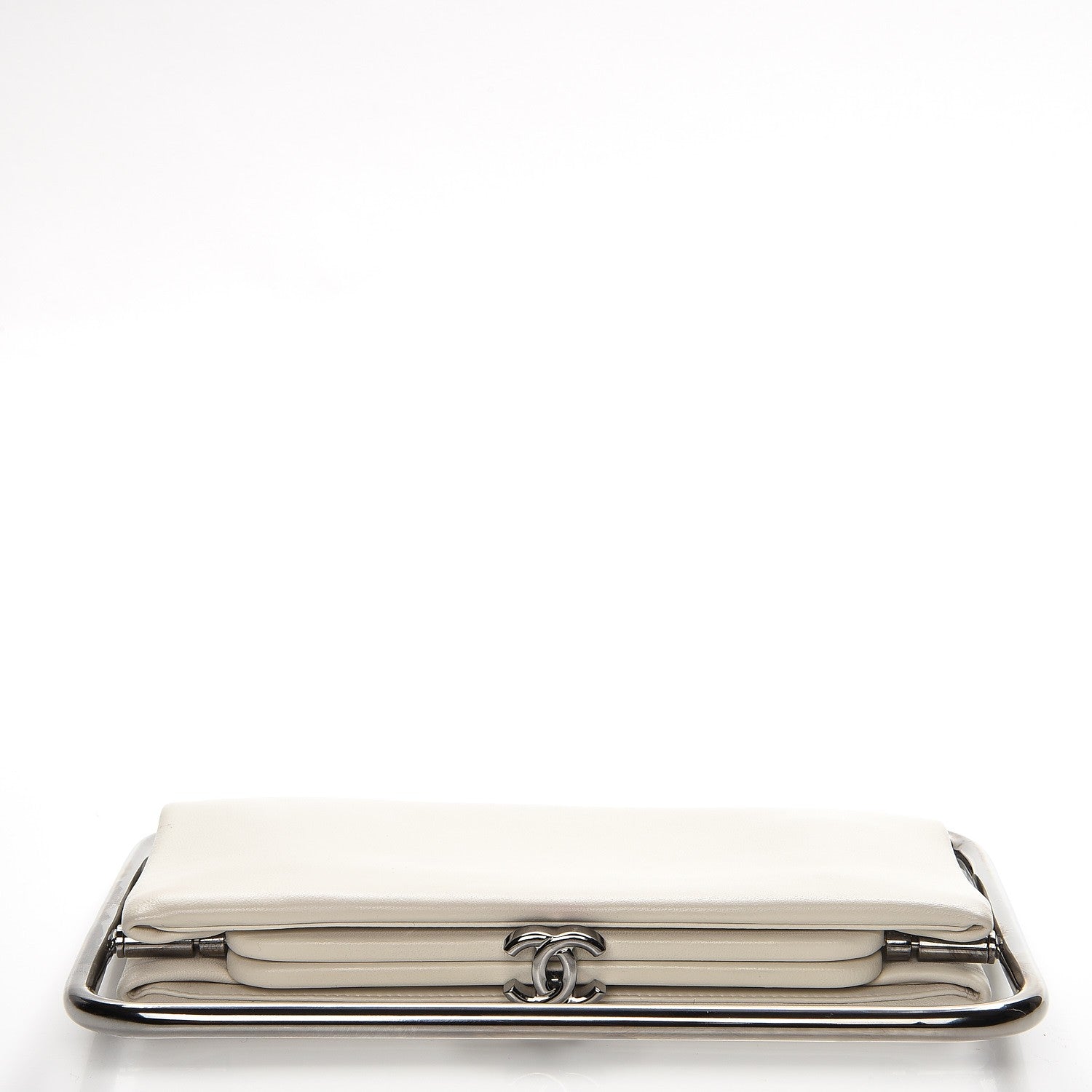 Chanel Lambskin Swivel Frame Clutch White 4 of 11