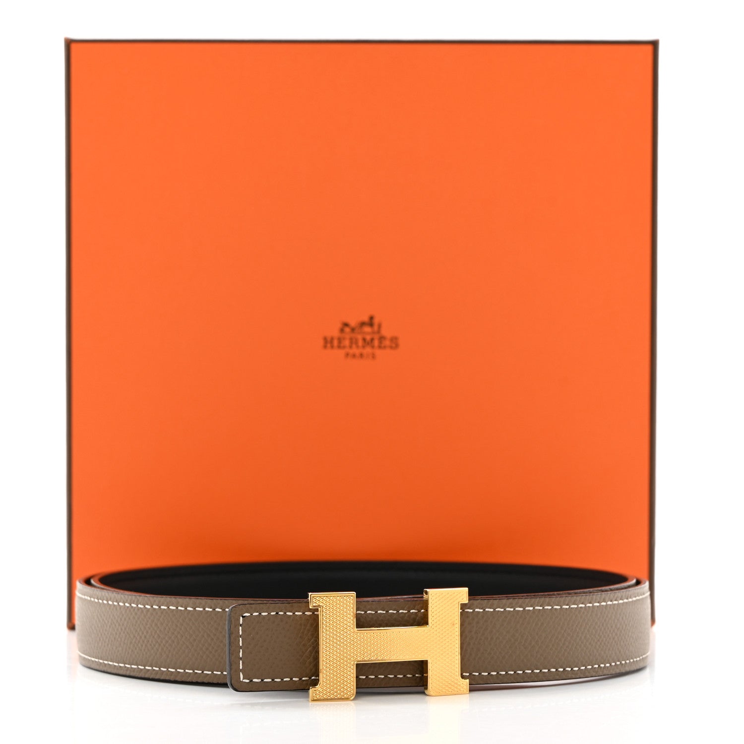 Hermes Epsom Swift 24mm Mini Constance Guilloche H Belt 80 32 Etoupe Black 7 of 7