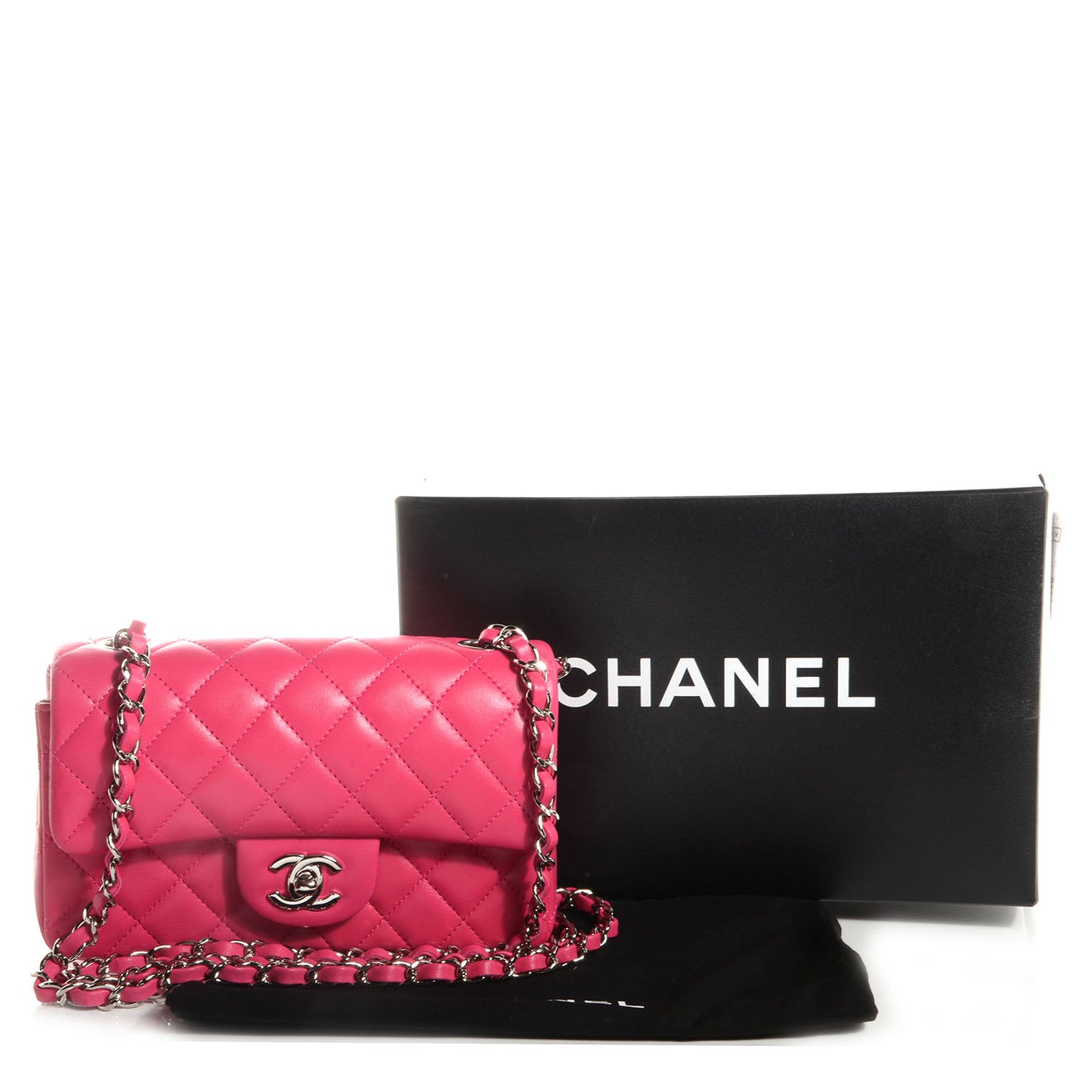 Lambskin Quilted Mini Flap Dark Pink