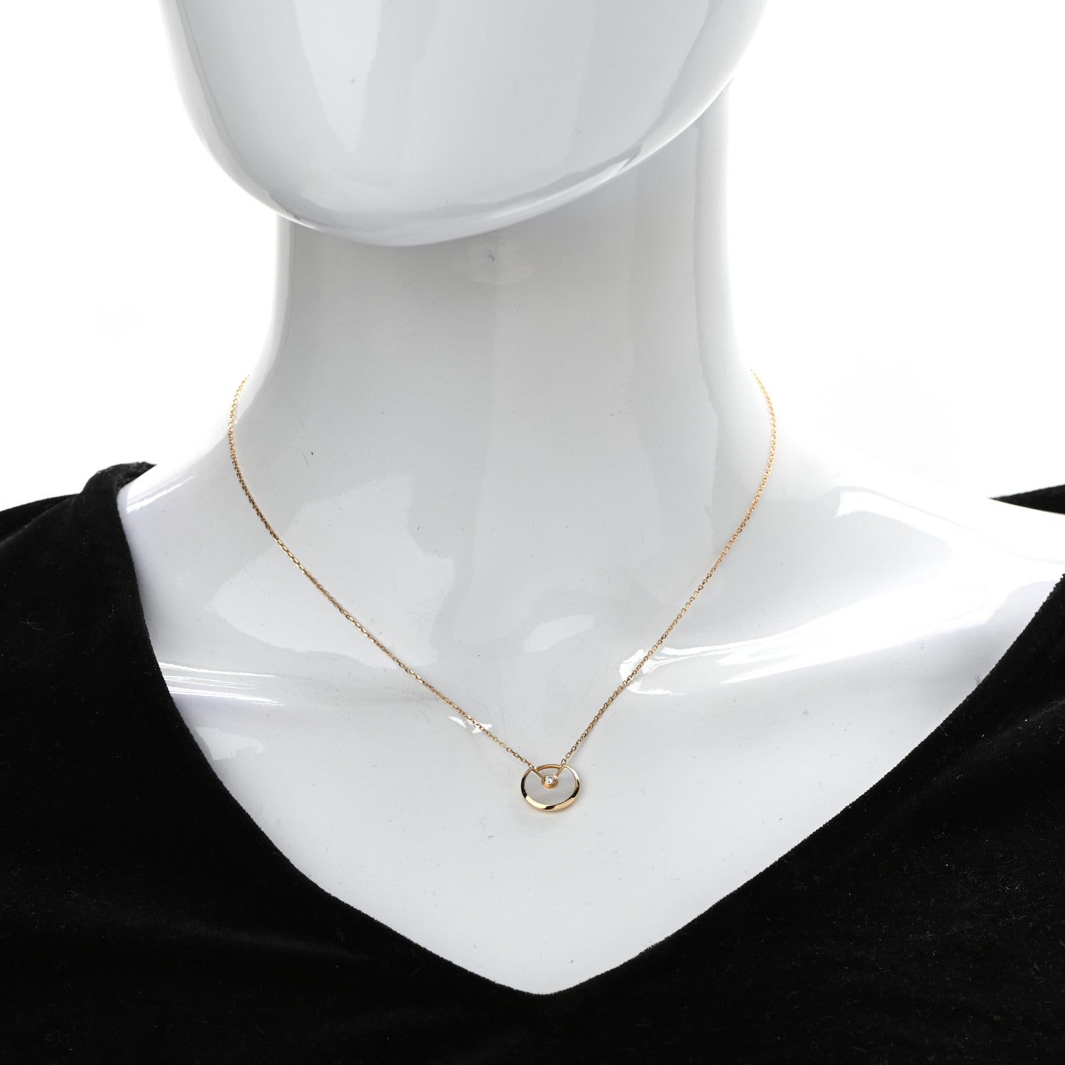 Cartier 18K Yellow Gold Diamond Mother of Pearl XS Amulette de Cartier Pendant Necklace 2 of 5