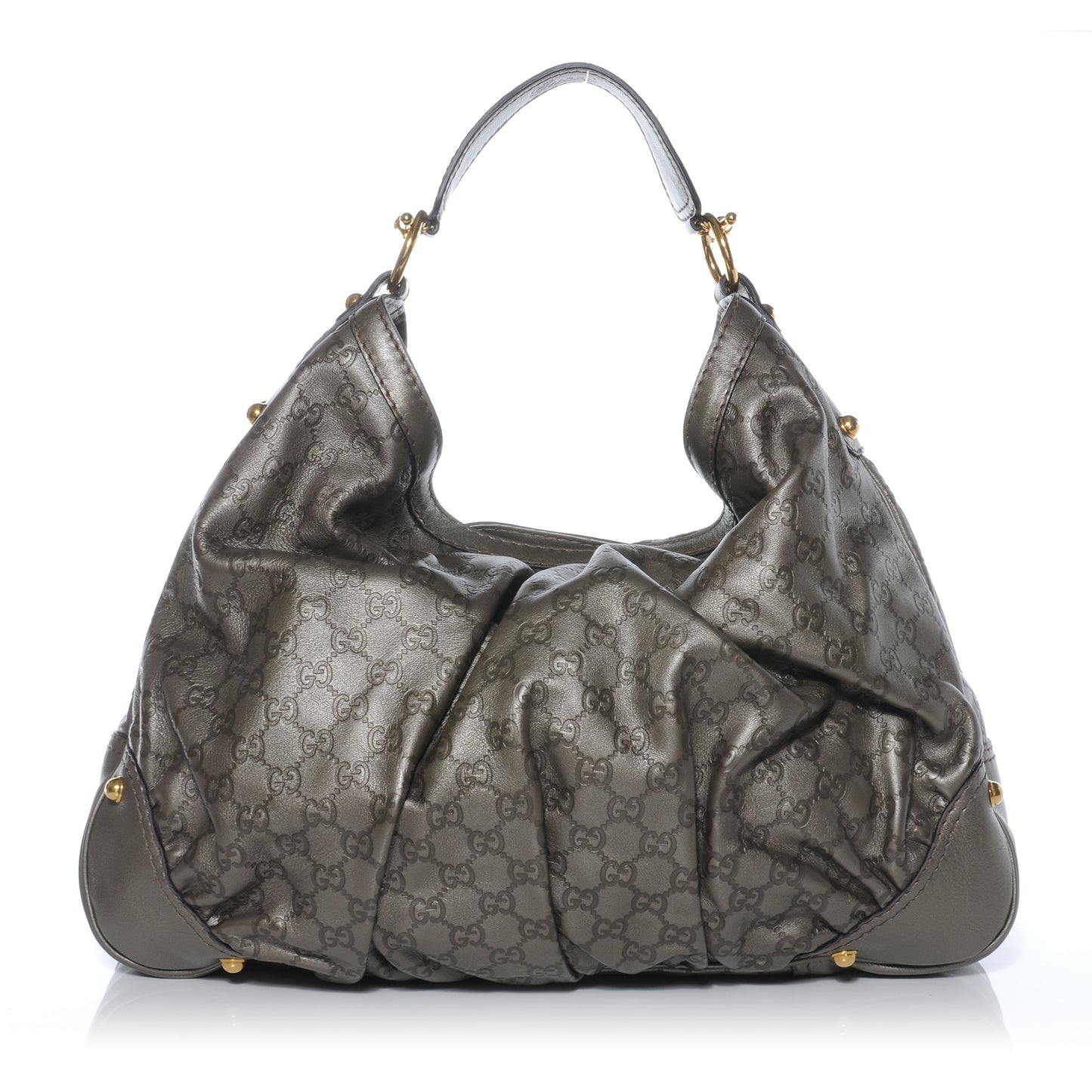 Guccissima Large Jockey Hobo Metallic Grey