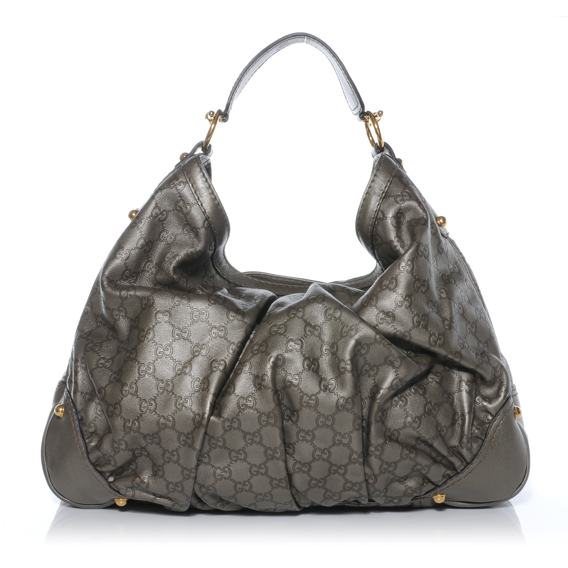 Gucci Guccissima Large Jockey Hobo Metallic Grey 1 of 8