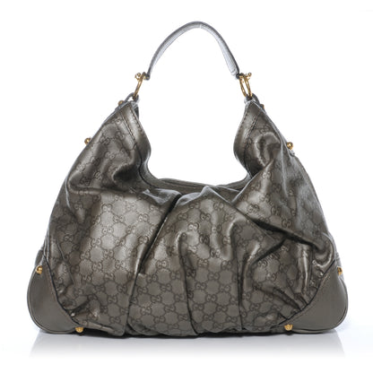 Gucci Guccissima Large Jockey Hobo Metallic Grey 1 of 8