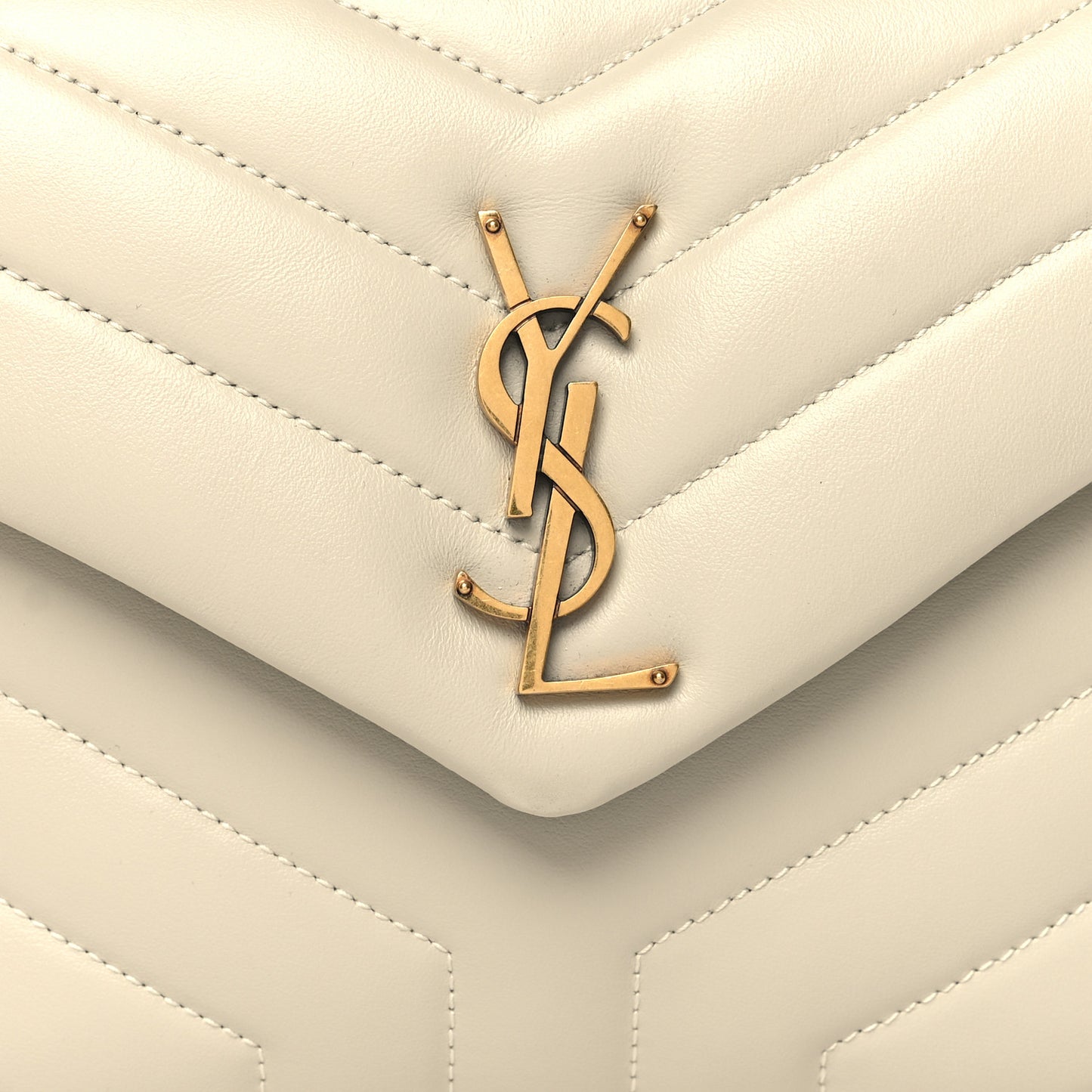 Calfskin Y Quilted Monogram Small Loulou Chain Satchel Blanc Vintage