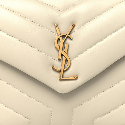 Saint Laurent Calfskin Y Quilted Monogram Small Loulou Chain Satchel Blanc Vintage 8 of 11