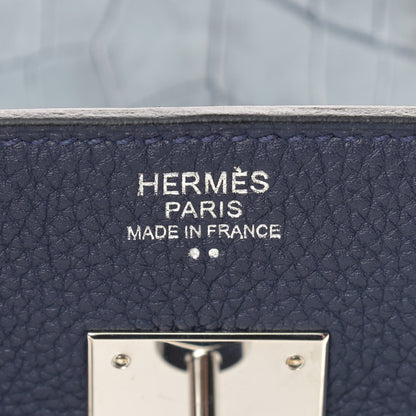Hermes Togo Shiny Niloticus Crocodile Birkin Touch 30 Bleu Nuit 6 of 9
