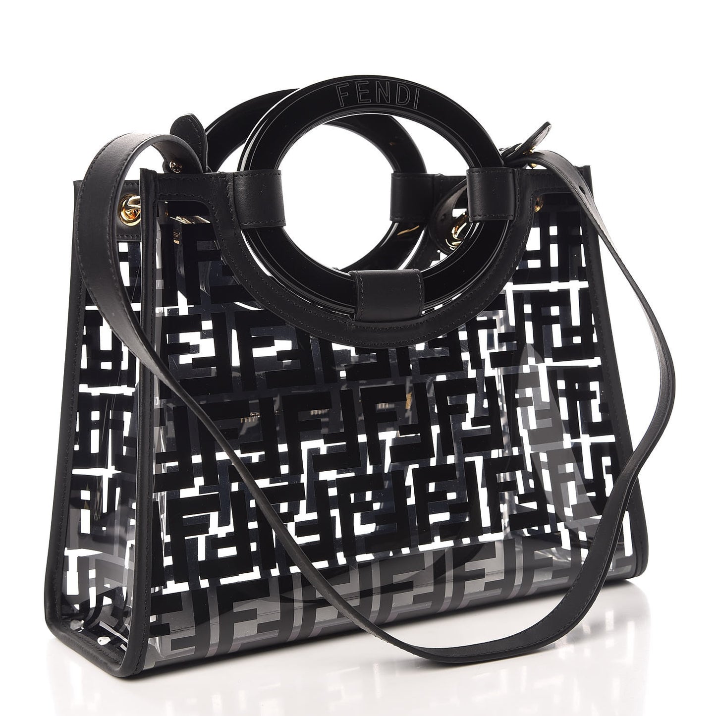 TPU FF Vitello Century Plexiglass Small Runaway Shopper Tote Black
