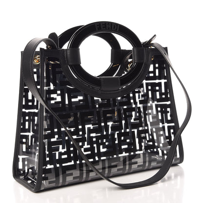 Fendi TPU FF Vitello Century Plexiglass Small Runaway Shopper Tote Black 3 of 9