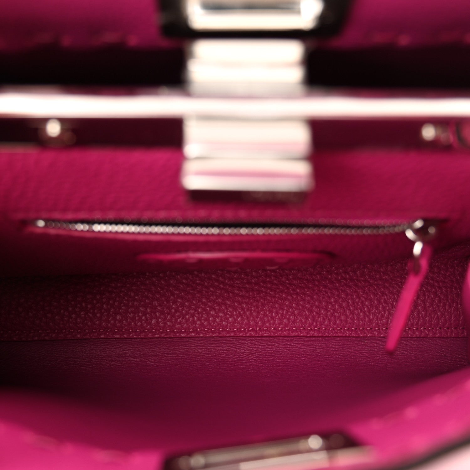 Fendi Vitello Granato Camoscio Selleria Macro Stitchings Mini Peekaboo Iconic Satchel Magenta 6 of 10