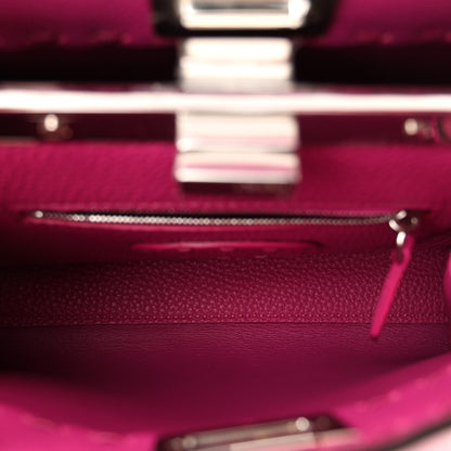 Fendi Vitello Granato Camoscio Selleria Macro Stitchings Mini Peekaboo Iconic Satchel Magenta 6 of 10
