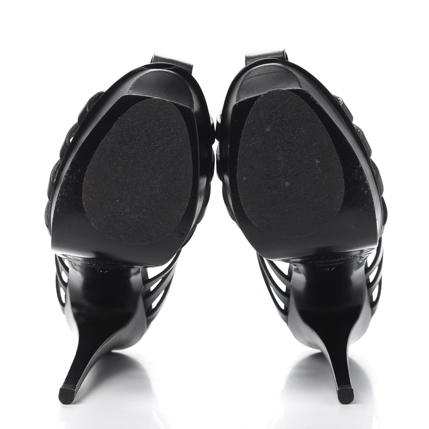 Saint Laurent Calfskin Tribute 105 Platform Woodstock Sandals 37 Black 5 of 8