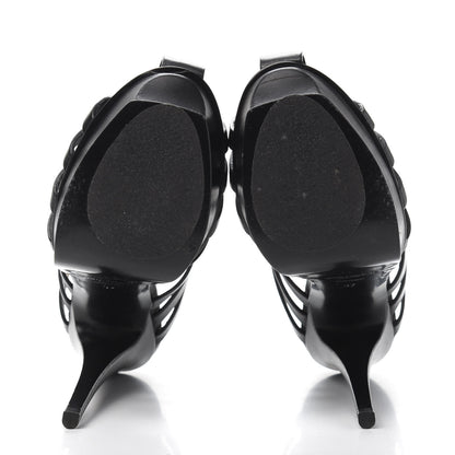 Saint Laurent Calfskin Tribute 105 Platform Woodstock Sandals 37 Black 5 of 8