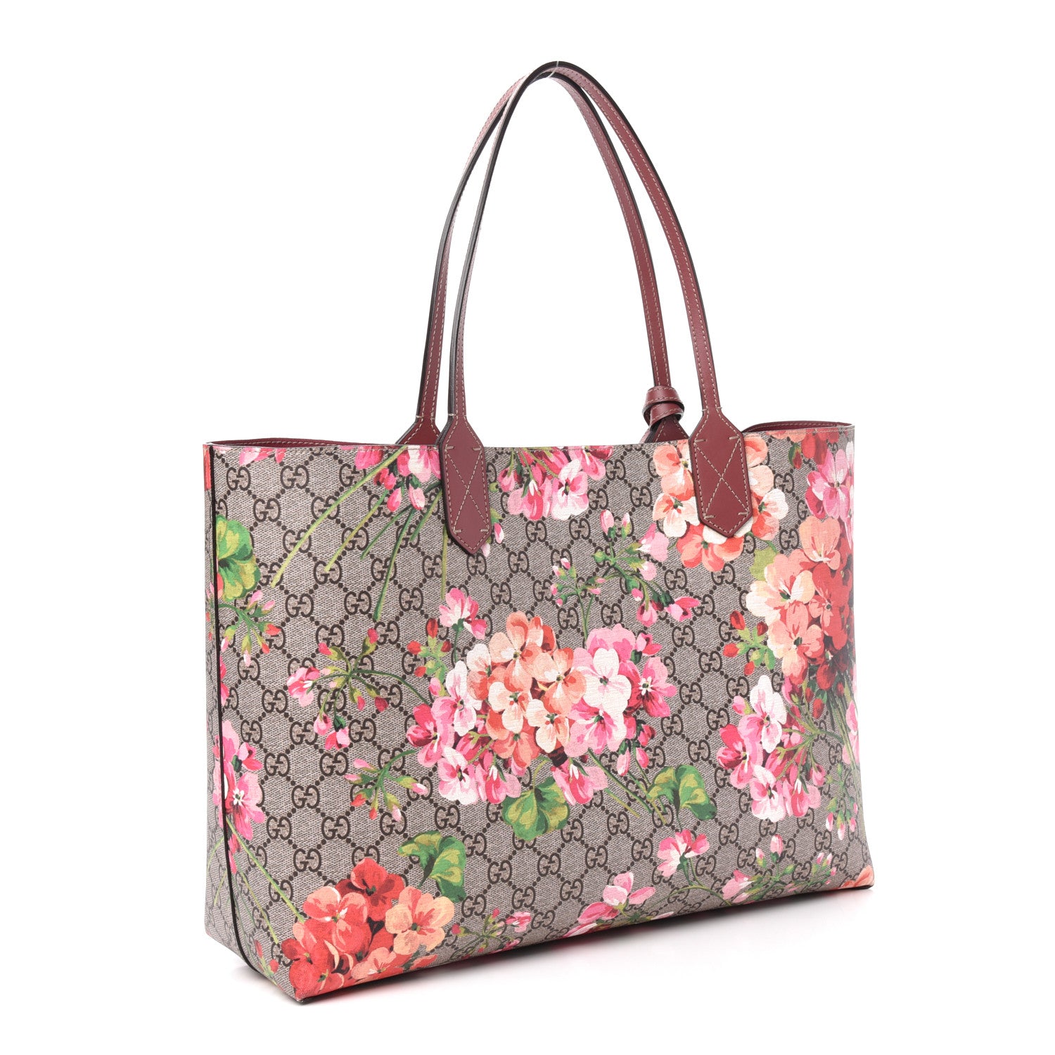 Gucci GG Supreme Monogram Blooms Medium Reversible Tote Beige Multicolor Dry Rose 3 of 11