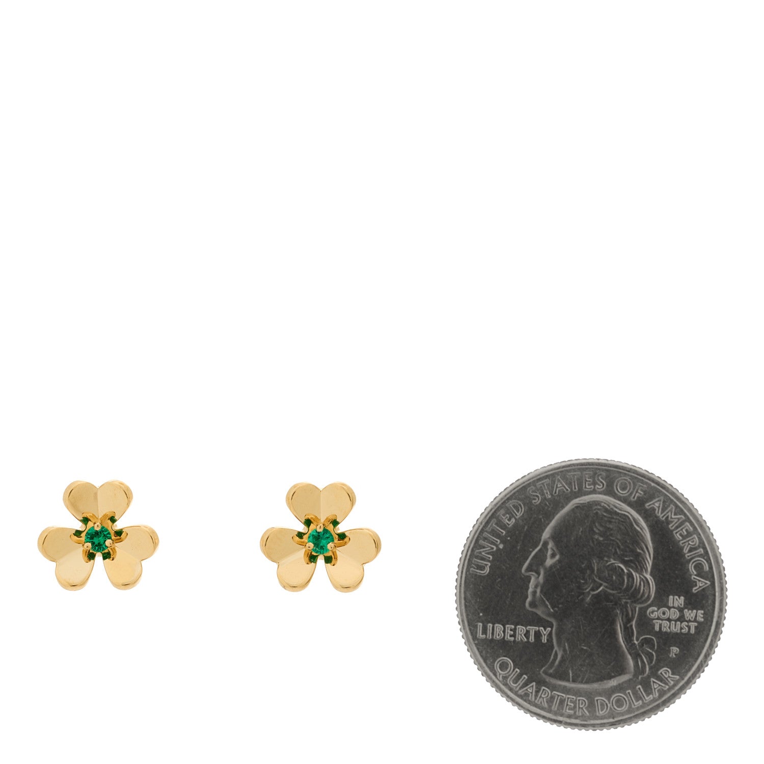 Van Cleef & Arpels 18K Yellow Gold Emerald Mini Frivole Earrings 2 of 5