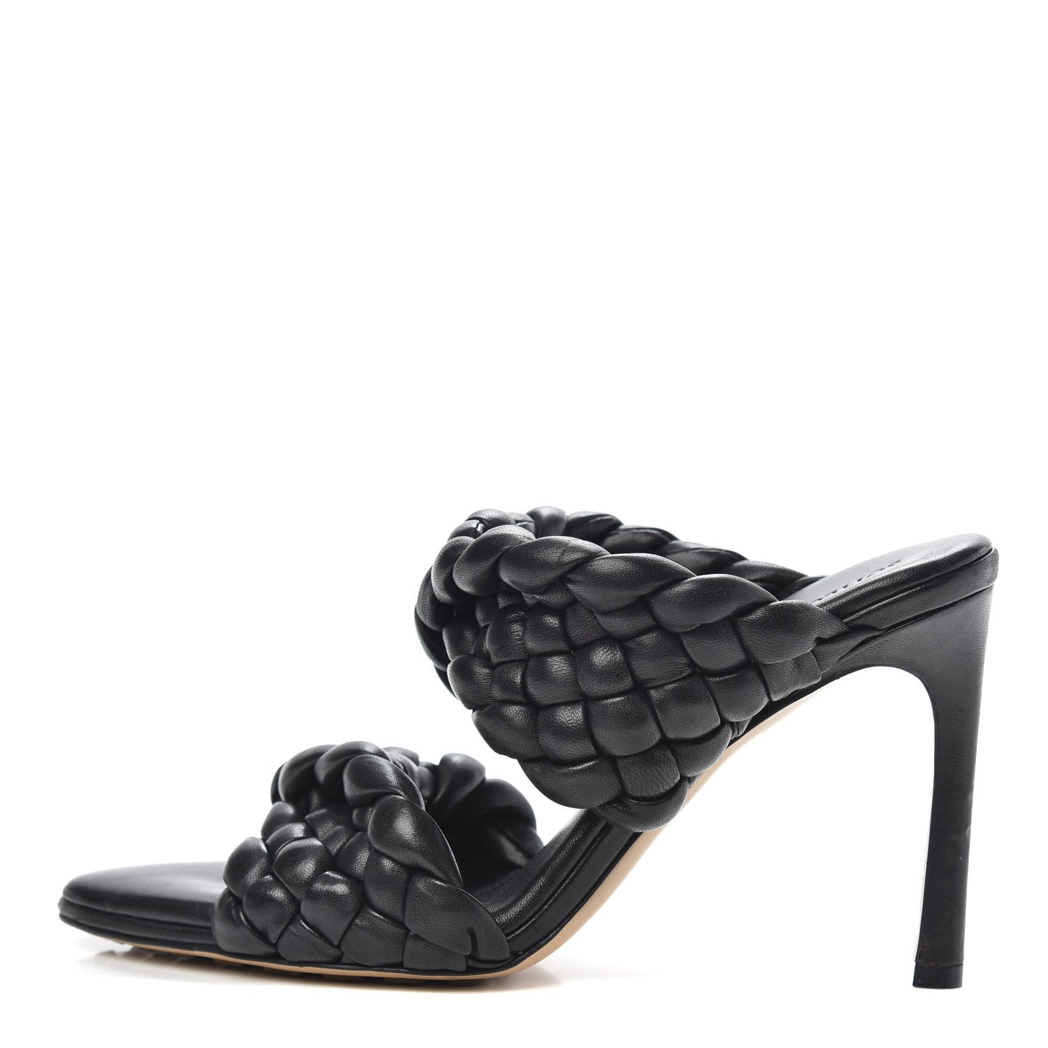 Bottega Veneta Nappa Twisted Padded Intrecciato Curve Slide Sandals 38.5 Black 1 of 8