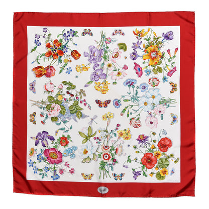 Gucci Silk Floral Square Scarf Red 1 of 5