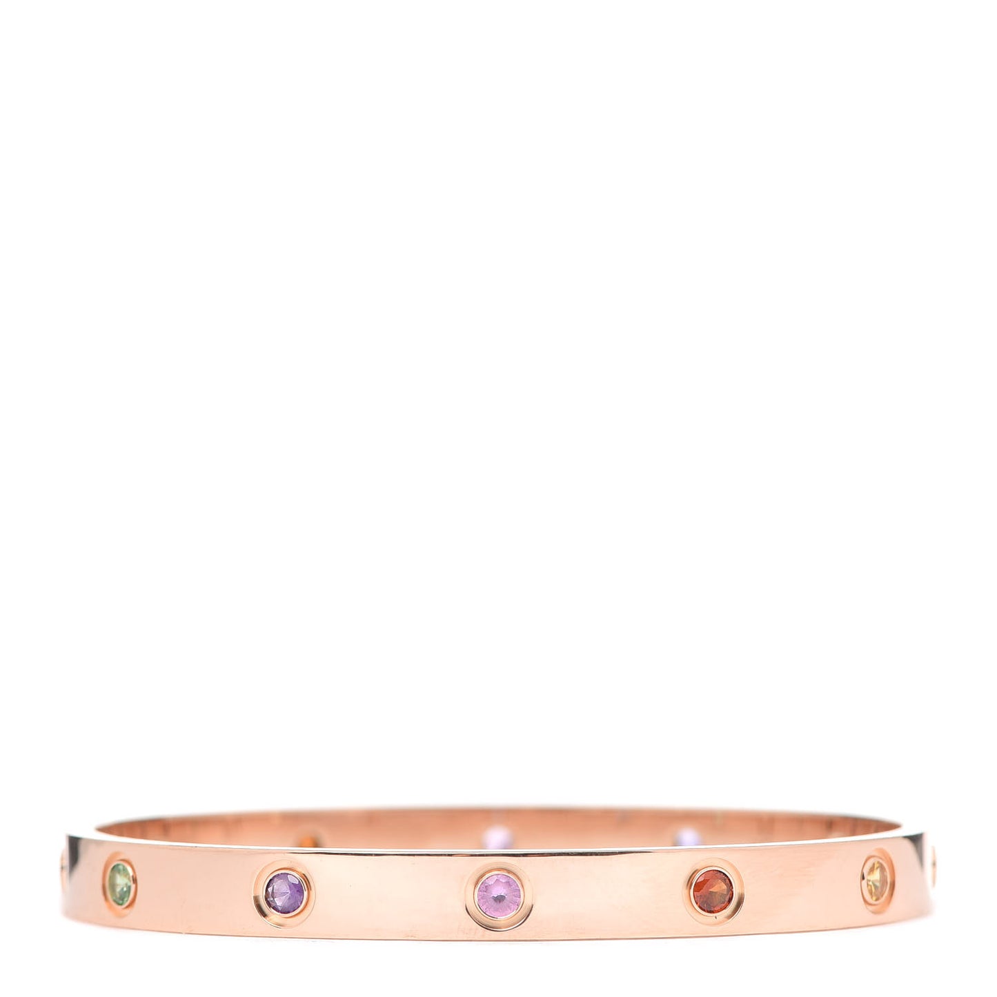 18K Pink Gold Sapphire Garnet Amethyst LOVE Bracelet 17